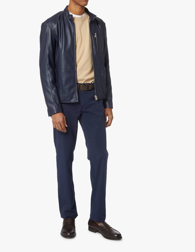 Trussardi Eco leather biker jacket - blue - picture 2
