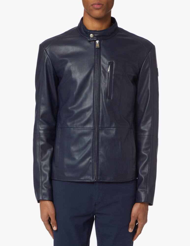 Trussardi Eco leather biker jacket - blue - picture 1