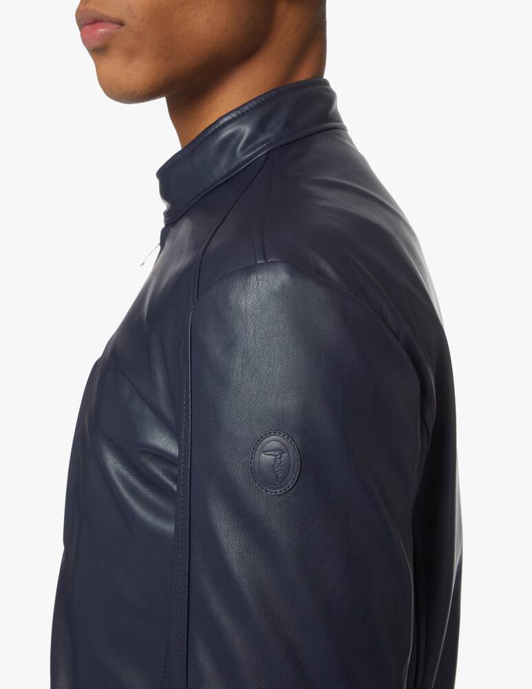 Trussardi Eco leather biker jacket - blue - picture 4