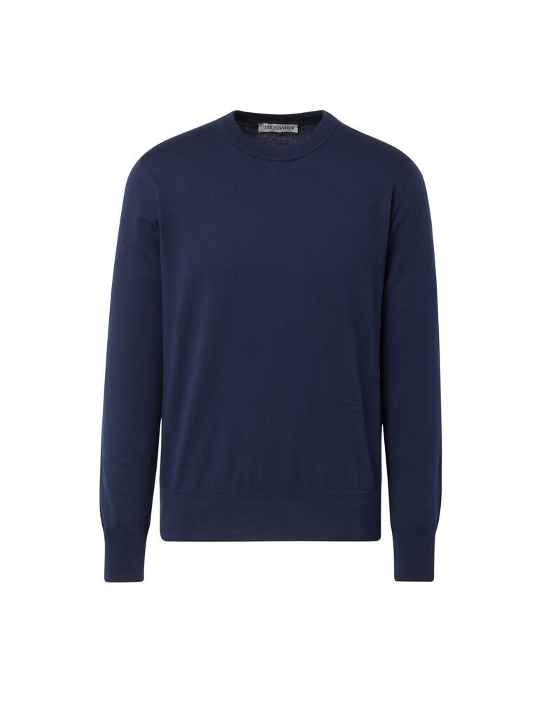 Trussardi Cotton basic roundneck sweater - blue - picture 6 Trussardi Cotton basic roundneck sweater - blue - picture 6