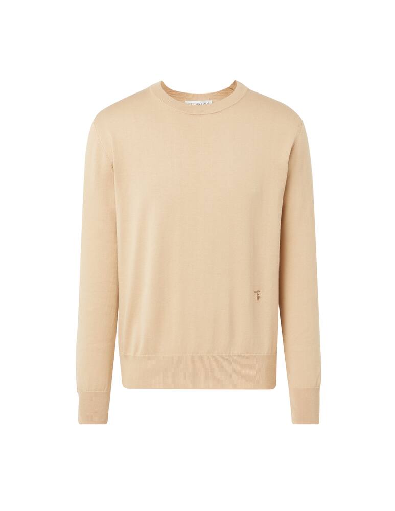 rinascente Trussardi Cotton basic roundneck sweater - beige
