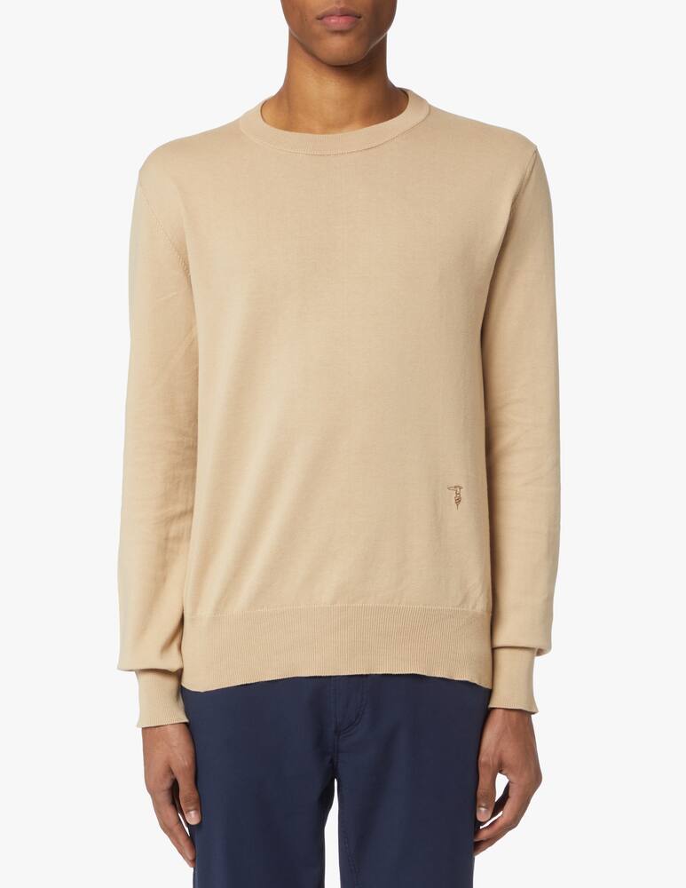 rinascente Trussardi Cotton basic roundneck sweater - beige