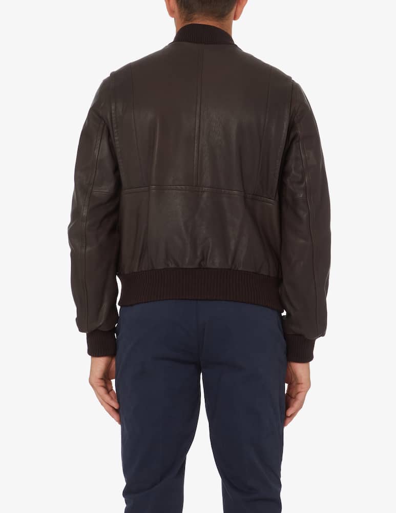 rinascente Trussardi Leather bomber jacket - Brown