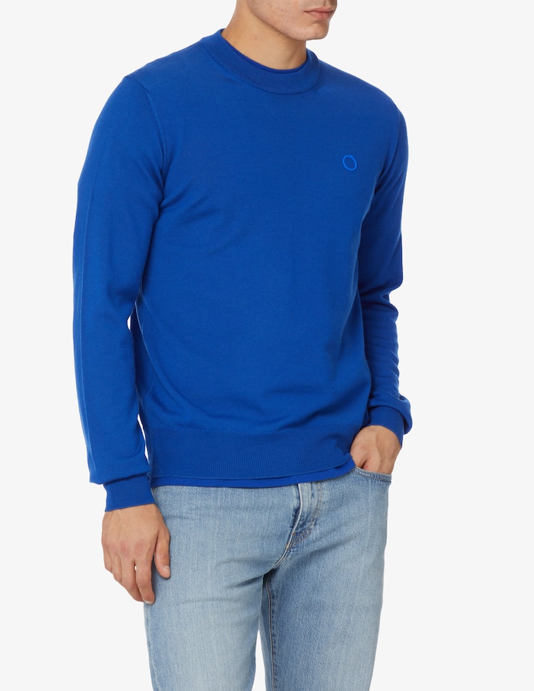 rinascente Trussardi Small rubber logo roundneck sweater - Blue