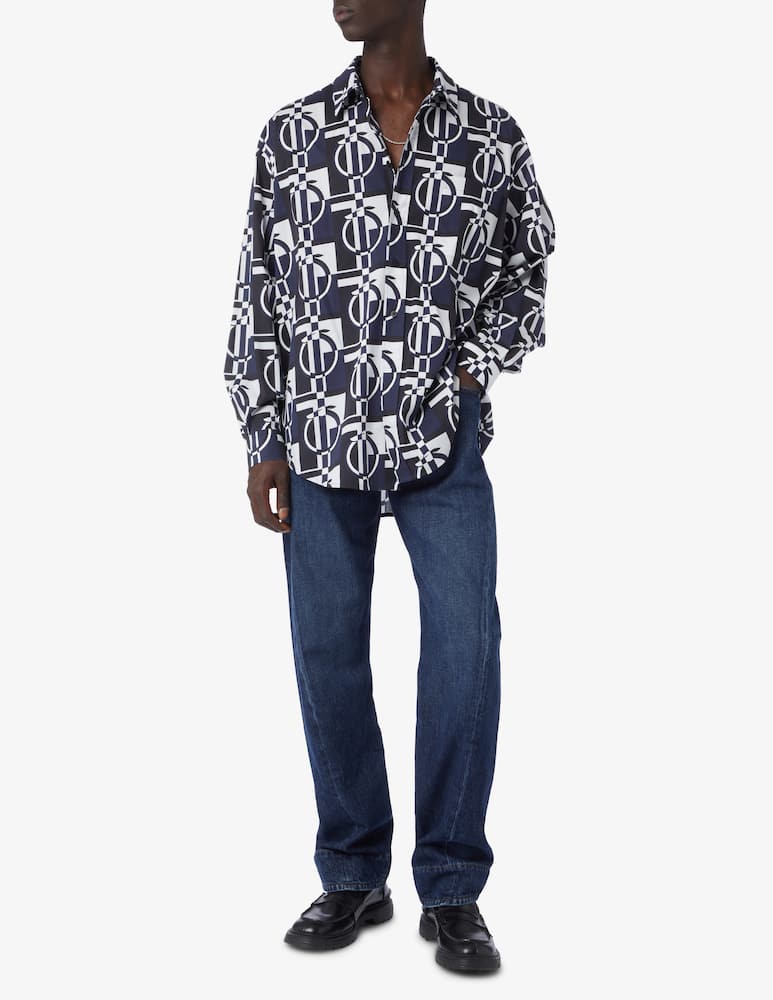 rinascente Trussardi Camicia manica lunga over logo  - Blu