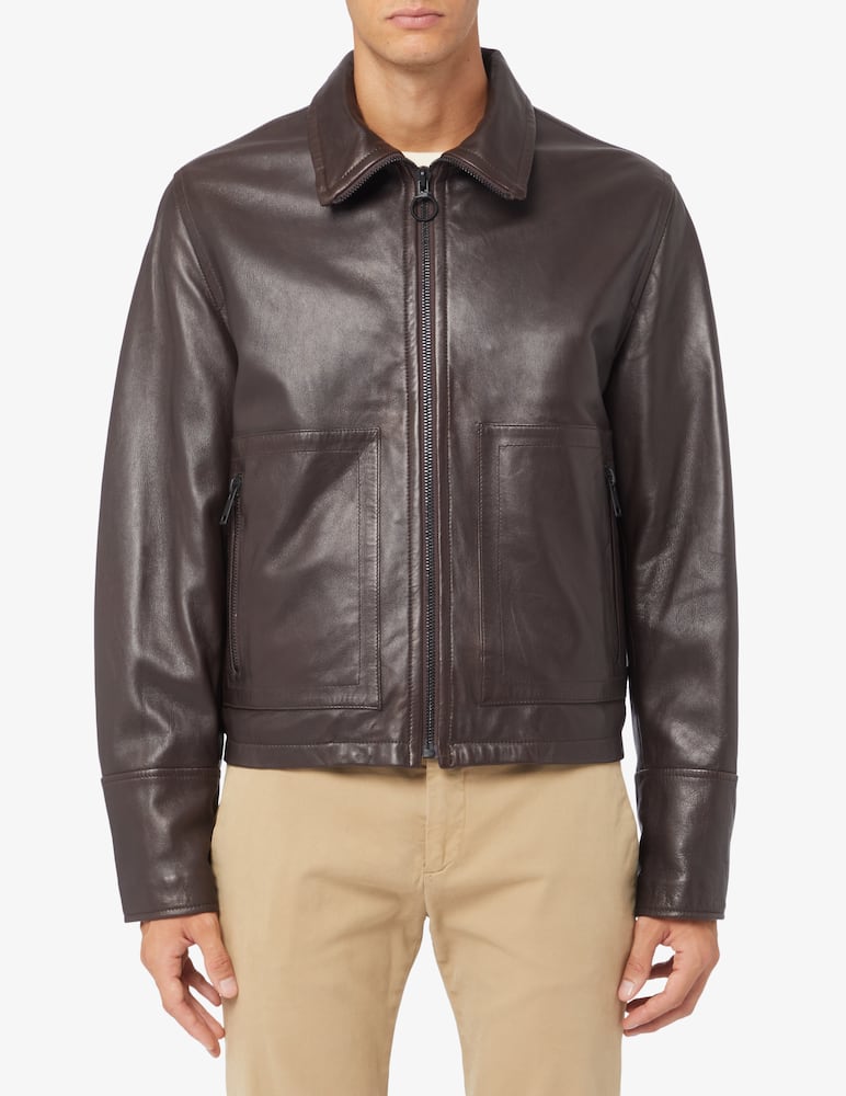 Trussardi Shirt neck leather jacket - picture 1 Trussardi Shirt neck leather jacket - picture 1