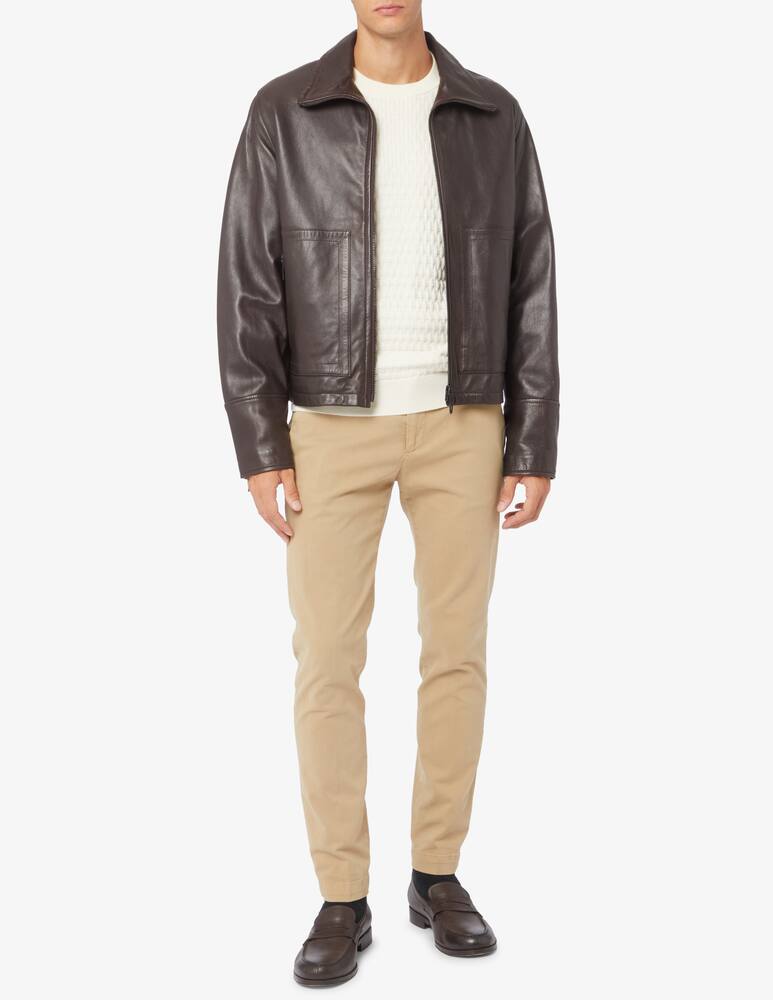 rinascente Trussardi Giacca in pelle collo camicia