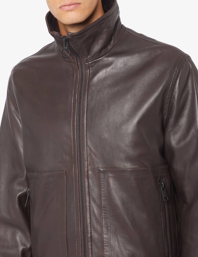 rinascente Trussardi Giacca in pelle collo camicia