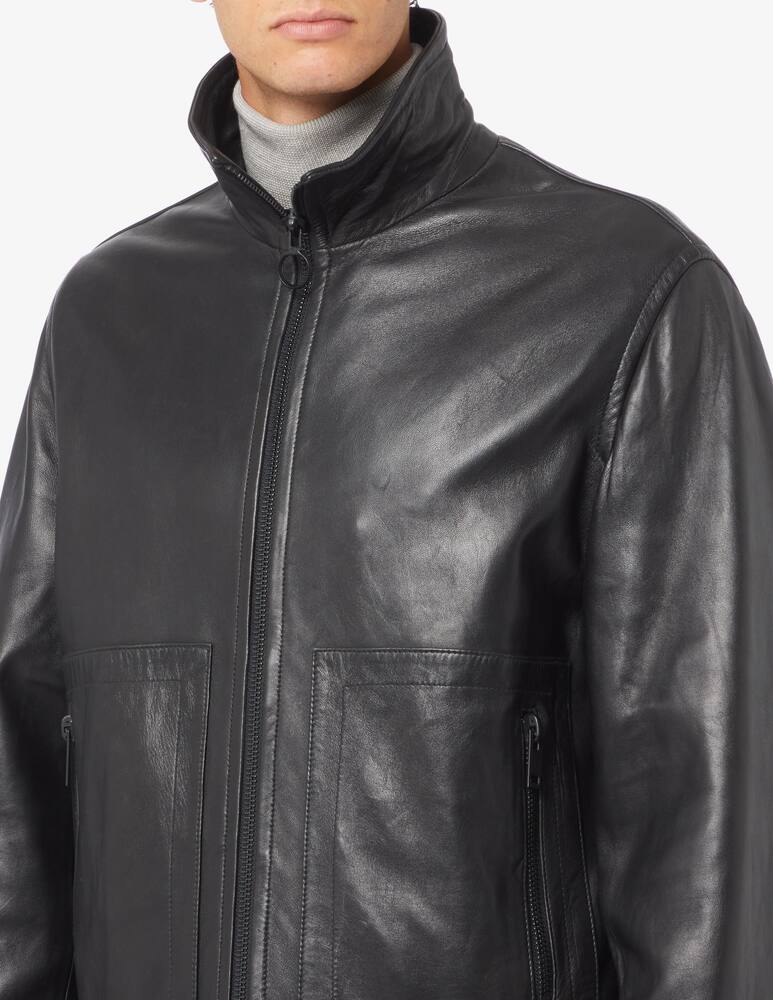 rinascente Trussardi Giacca in pelle collo camicia