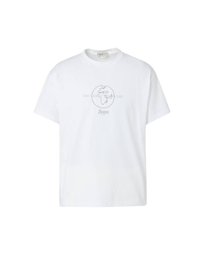 rinascente Herno Maglietta girocollo stampa globe - bianco
