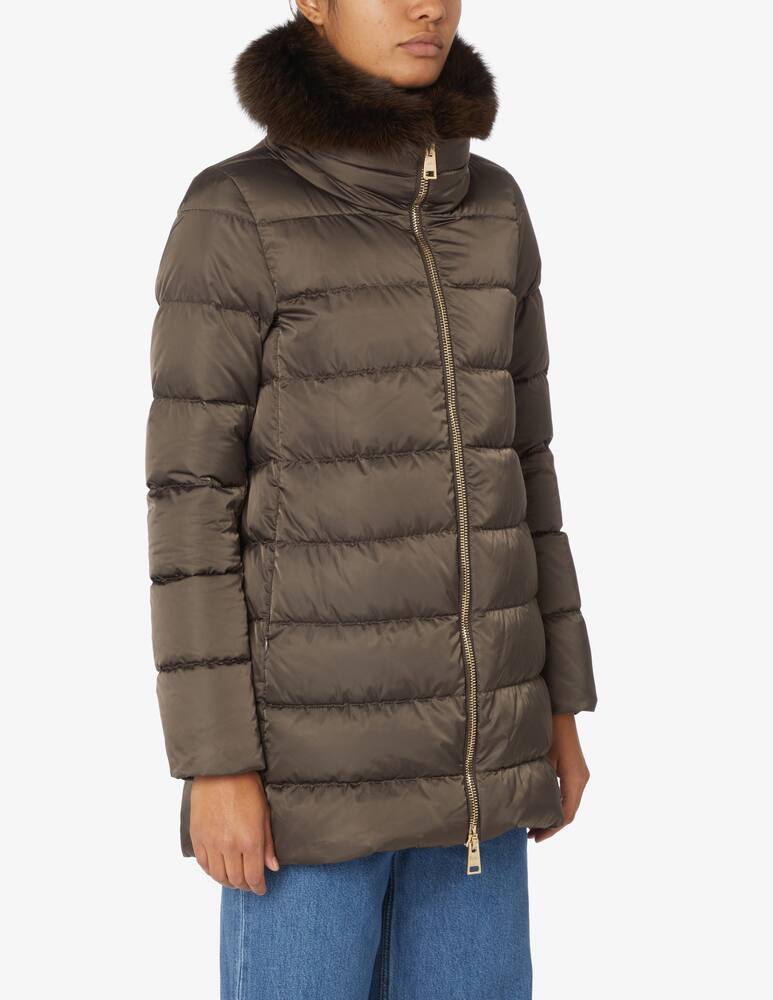 Herno Ashape hooded satin down jacket - Brown - picture 1 Herno Ashape hooded satin down jacket - Brown - picture 1