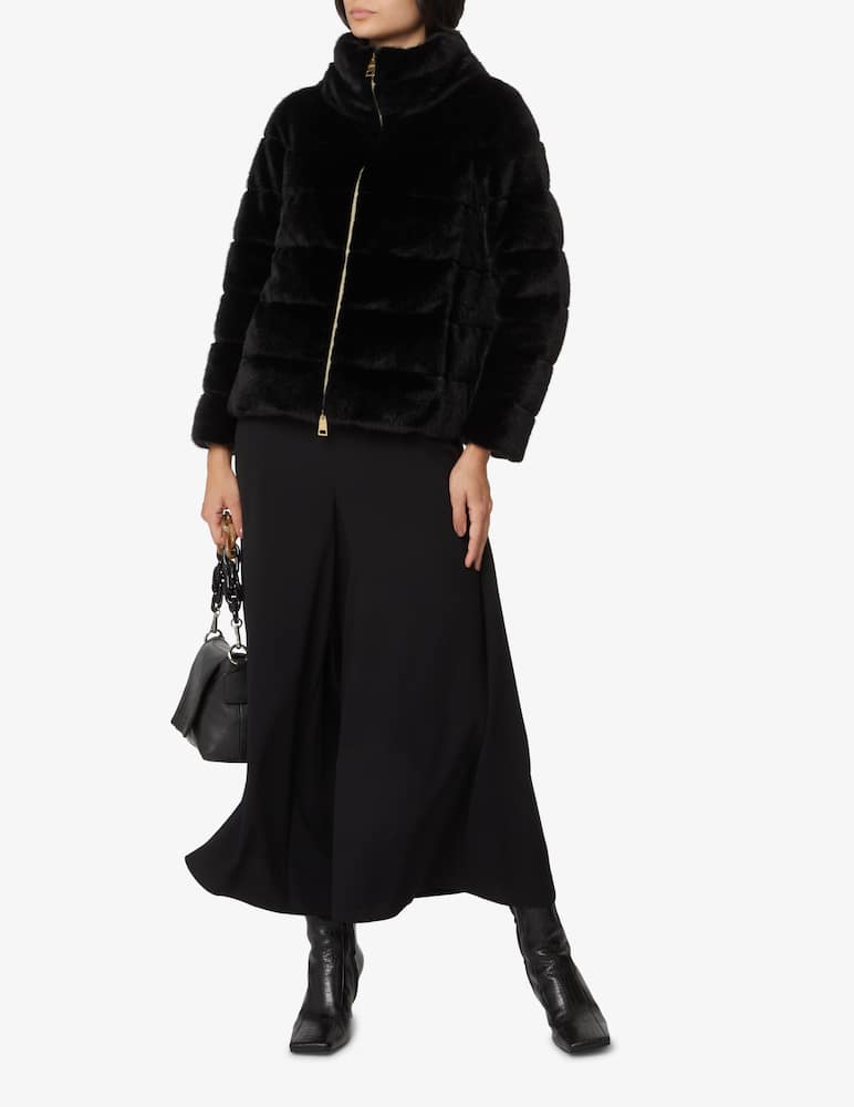 rinascente Herno Giacca corta in eco lapin con zip - Nero