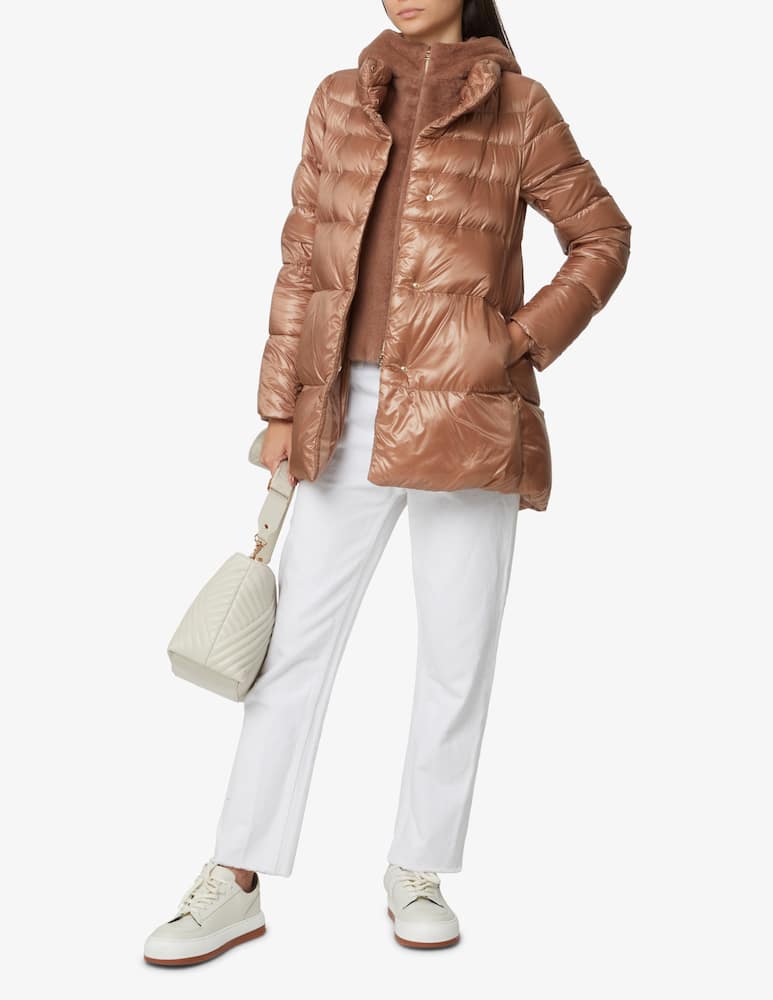 rinascente Herno Down coat with rabbit eco fur detail on the hood - Beige