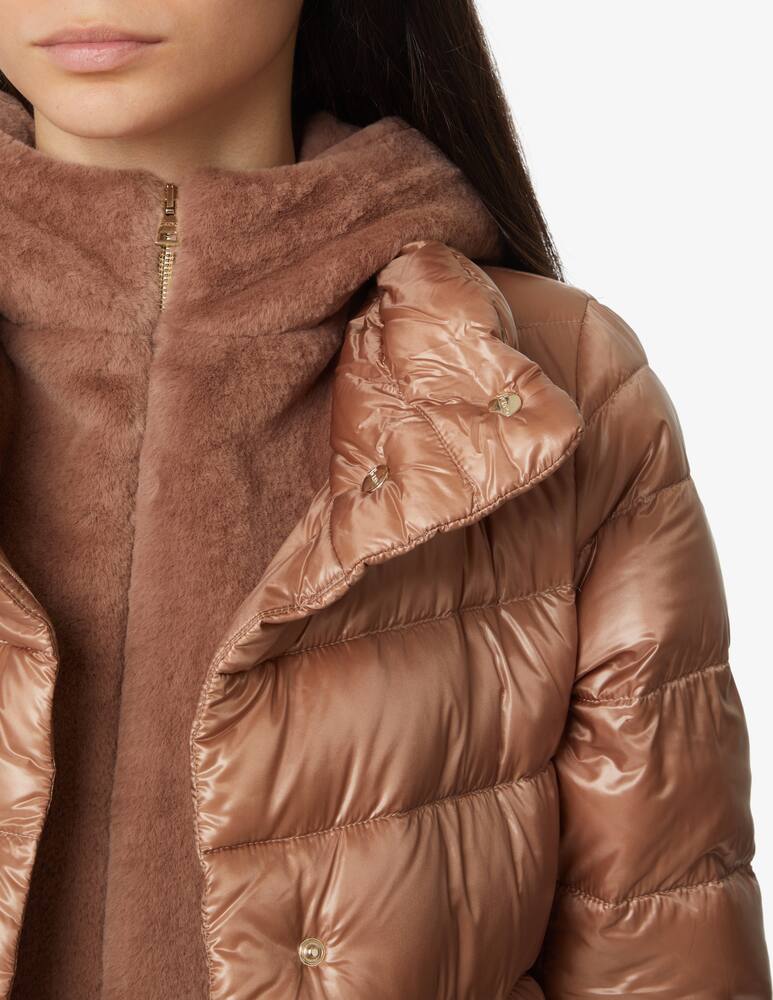 rinascente Herno Down coat with rabbit eco fur detail on the hood - Beige