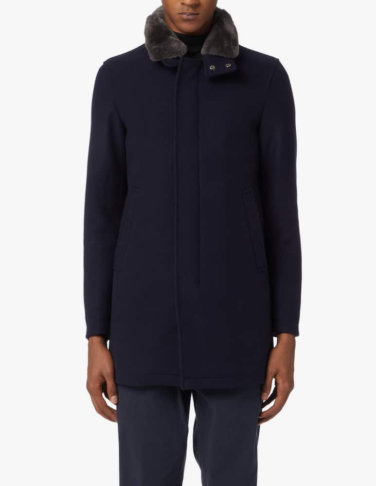 Herno Coat with fur neck - Blue - picture 1 Herno Coat with fur neck - Blue - picture 1