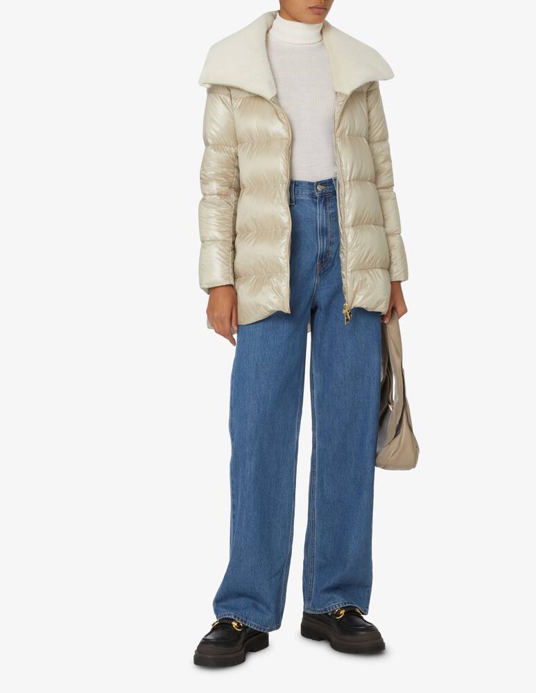 rinascente Herno Down jacket with hood in eco rabbit - Beige