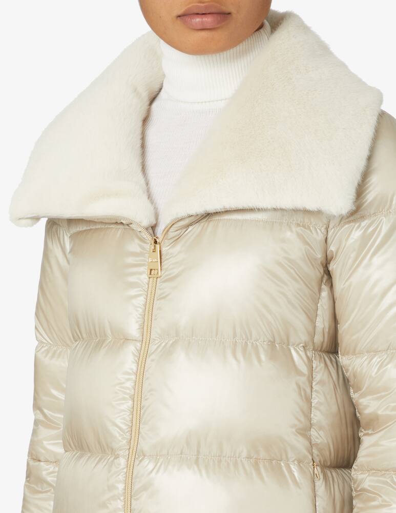 rinascente Herno Down jacket with hood in eco rabbit - Beige