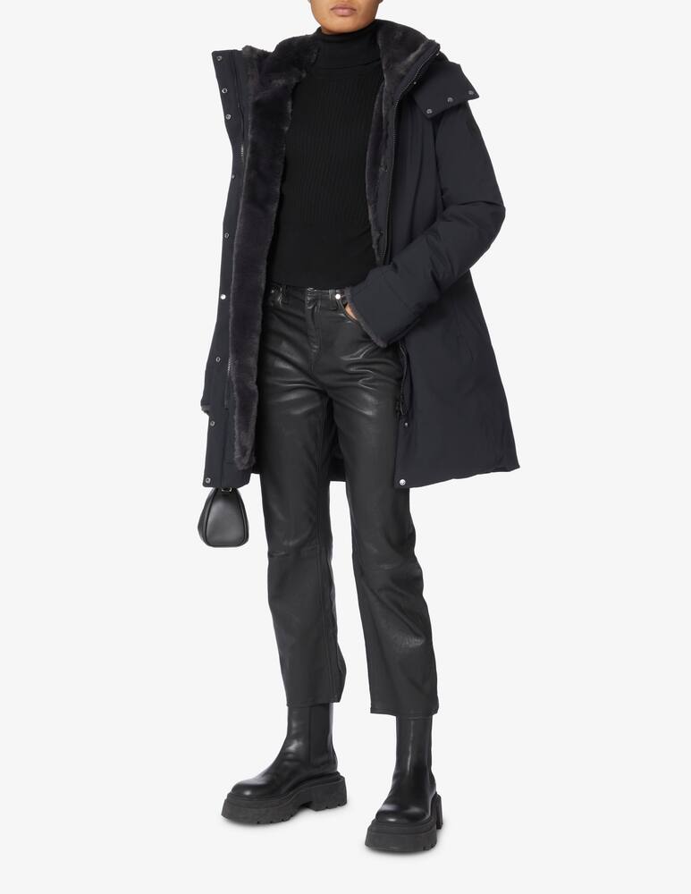 rinascente Save The Duck Long down jacket with faux fur hood - Black