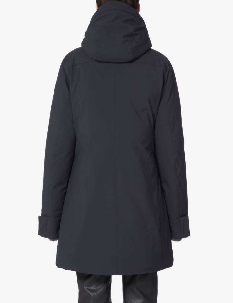 rinascente Save The Duck Long down jacket with faux fur hood - Black