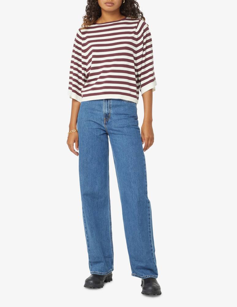 rinascente Weekend Max Mara Maglietta boxy rigata manica 3/4 Ori - Bordeaux