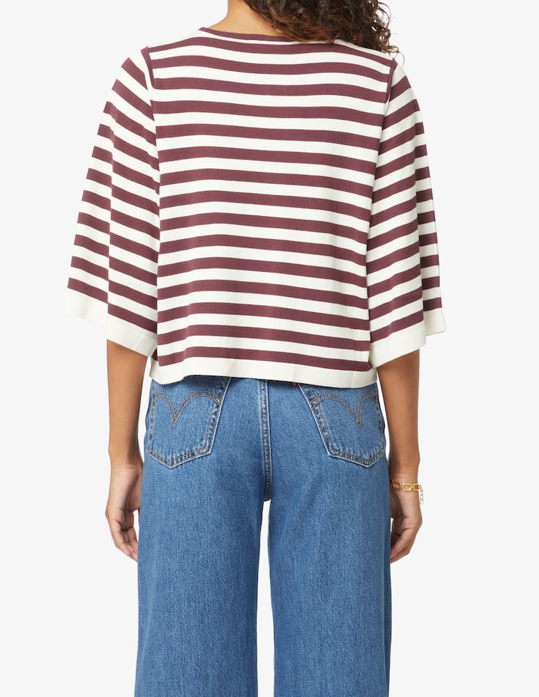 rinascente Weekend Max Mara Maglietta boxy rigata manica 3/4 Ori - Bordeaux