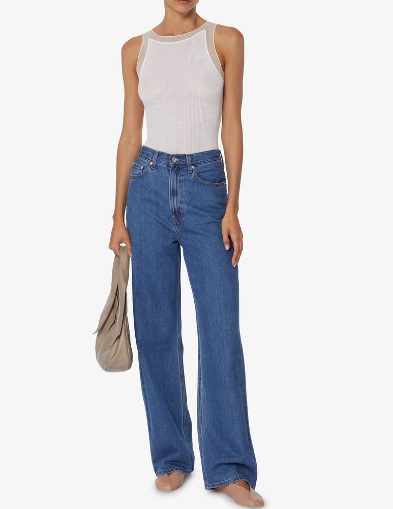 rinascente Lisanza Ribbed top with tulle details - White