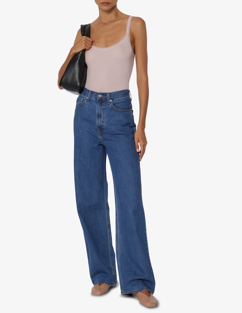 rinascente Lisanza Top in costina dettagli in tulle - Rosa