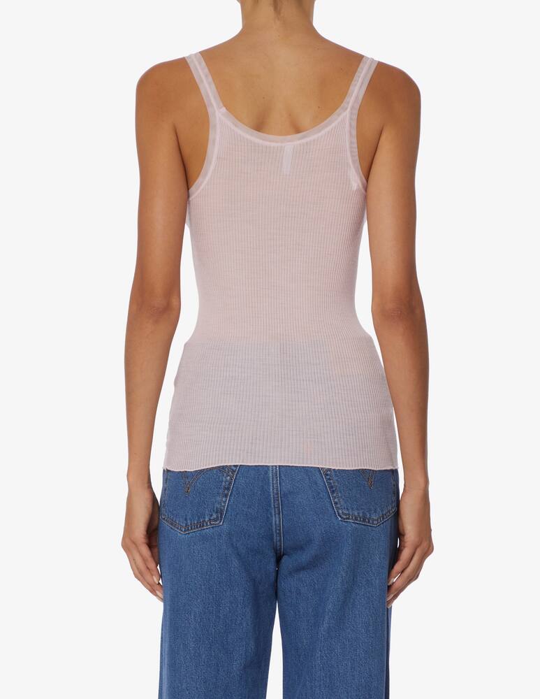 rinascente Lisanza Top in costina dettagli in tulle - Rosa