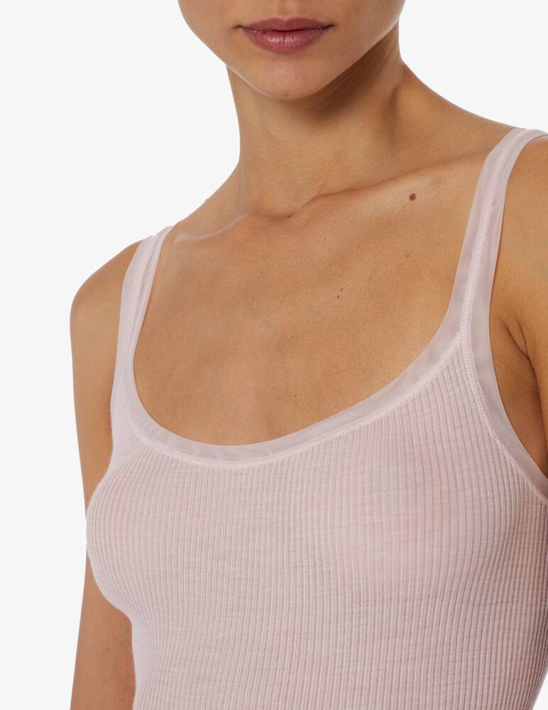 rinascente Lisanza Top in costina dettagli in tulle - Rosa