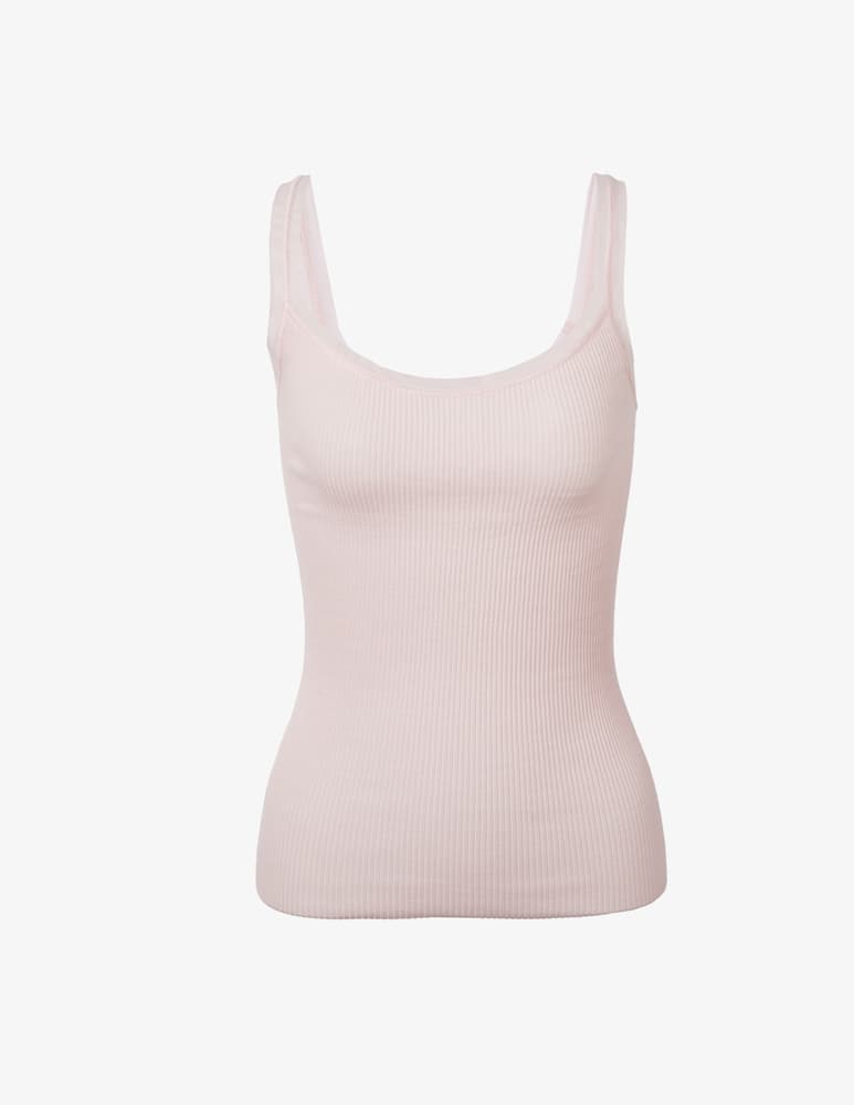 rinascente Lisanza Top in costina dettagli in tulle - Rosa