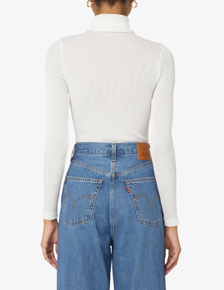 rinascente Lisanza Body dolcevita in costina - Bianco