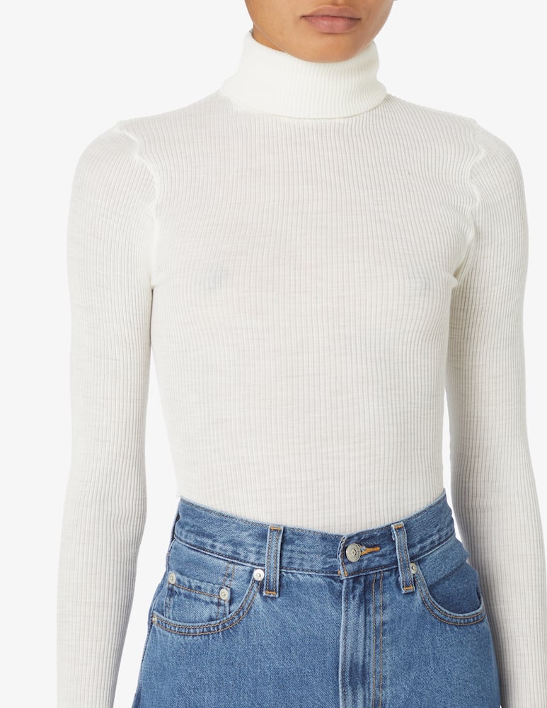 rinascente Lisanza Body dolcevita in costina - Bianco