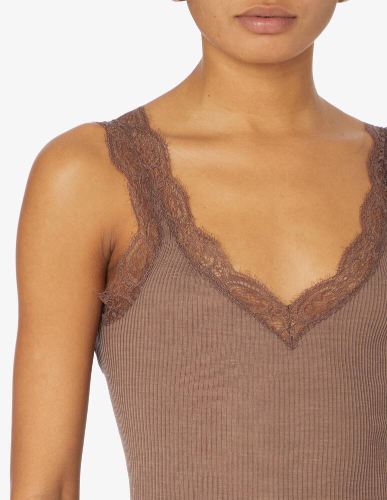 rinascente Lisanza Top a costine con spalline in pizzo - Beige