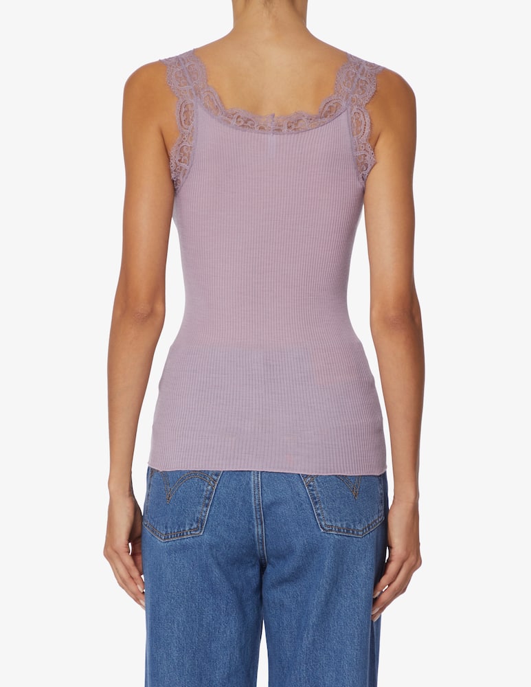rinascente Lisanza Ribbed top with lace straps - Violet