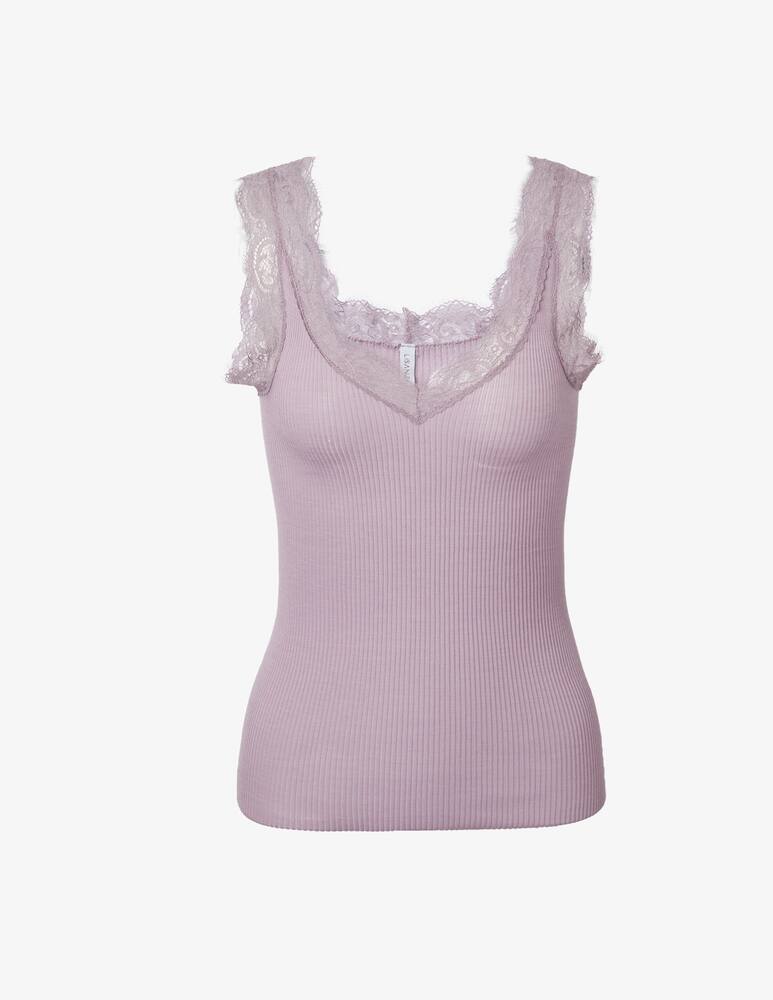 rinascente Lisanza Ribbed top with lace straps - Violet