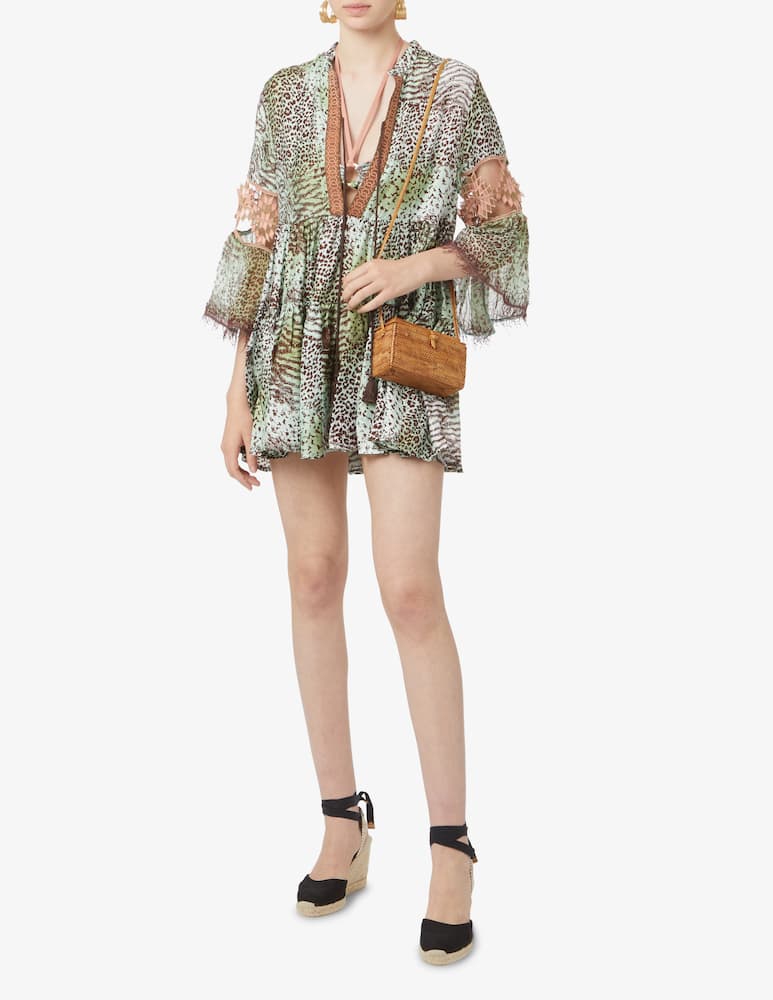 rinascente Amorissimo Copricostume Kaftano corto in cotone Azul - verde