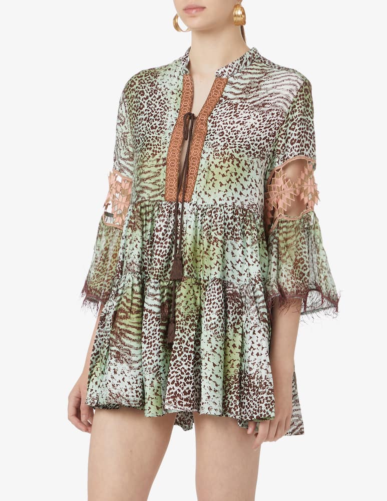 rinascente Amorissimo Copricostume Kaftano corto in cotone Azul - verde