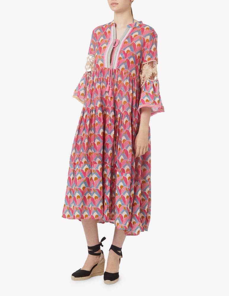 rinascente Amorissimo Angelique cotton beach cover up flounced maxi dress - pink