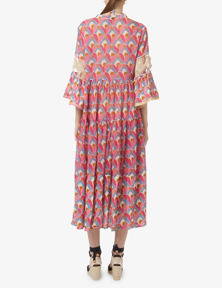 rinascente Amorissimo Angelique cotton beach cover up flounced maxi dress - pink