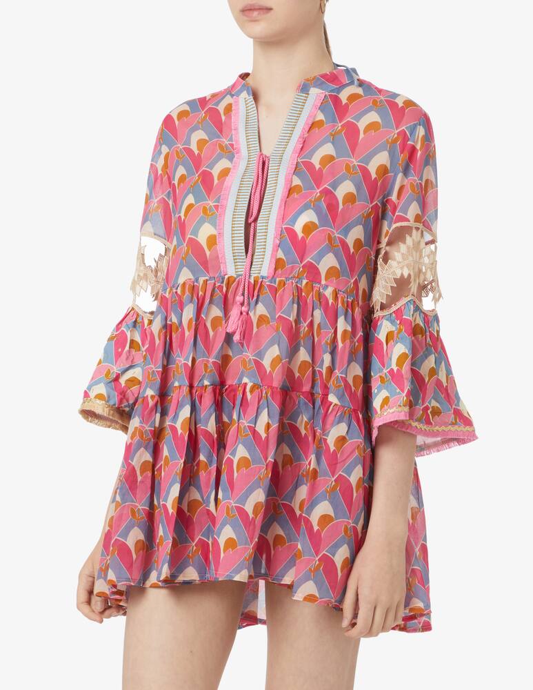 rinascente Amorissimo Copricostume Kaftano corto in cotone Azul - rosa