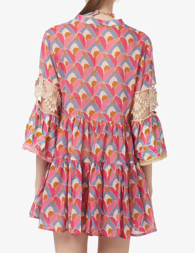 rinascente Amorissimo Copricostume Kaftano corto in cotone Azul - rosa