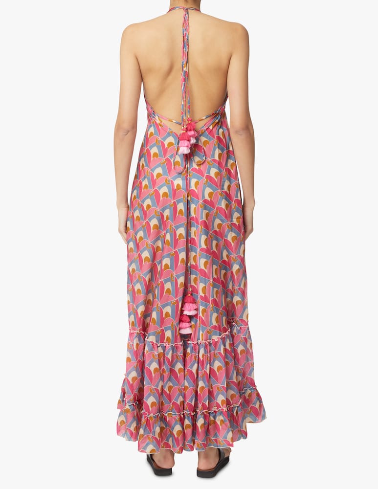 rinascente Amorissimo Lagoon cotton beach cover up sleeveless maxi dress - pink