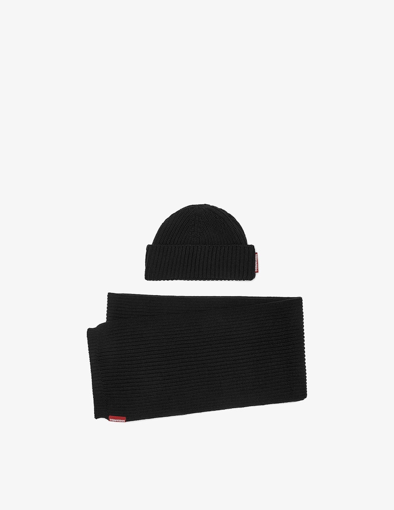 rinascente Dsquared2 Ribbed beanie and scarf set
