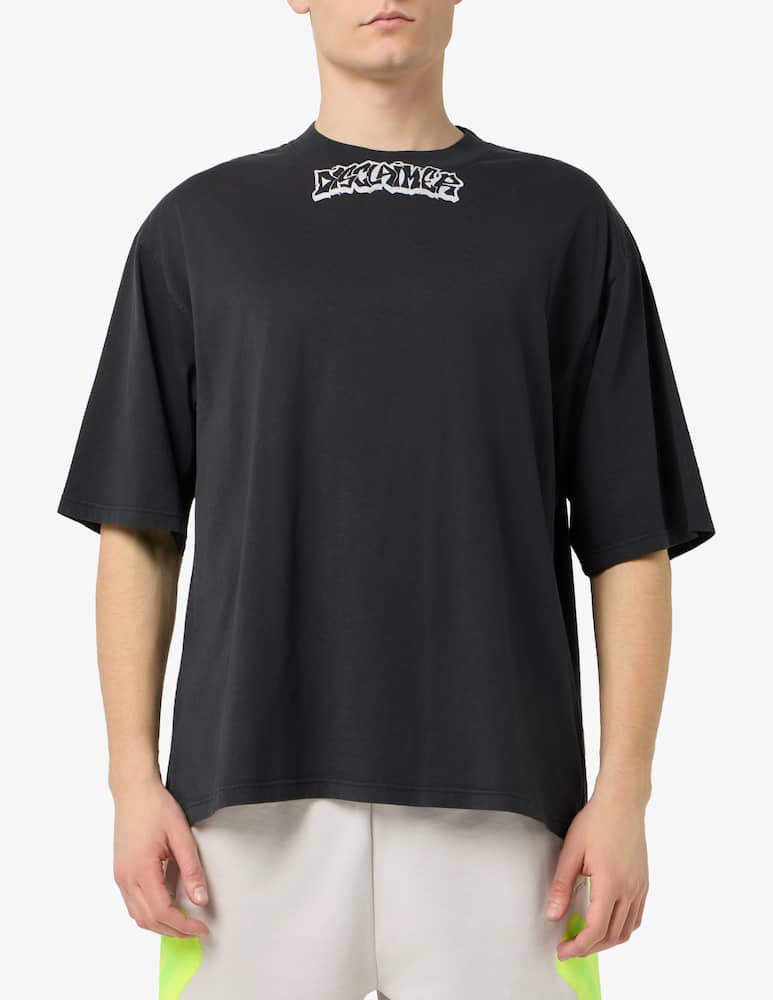 rinascente Disclaimer T-shirt in cotone jersey delavé stampa logo