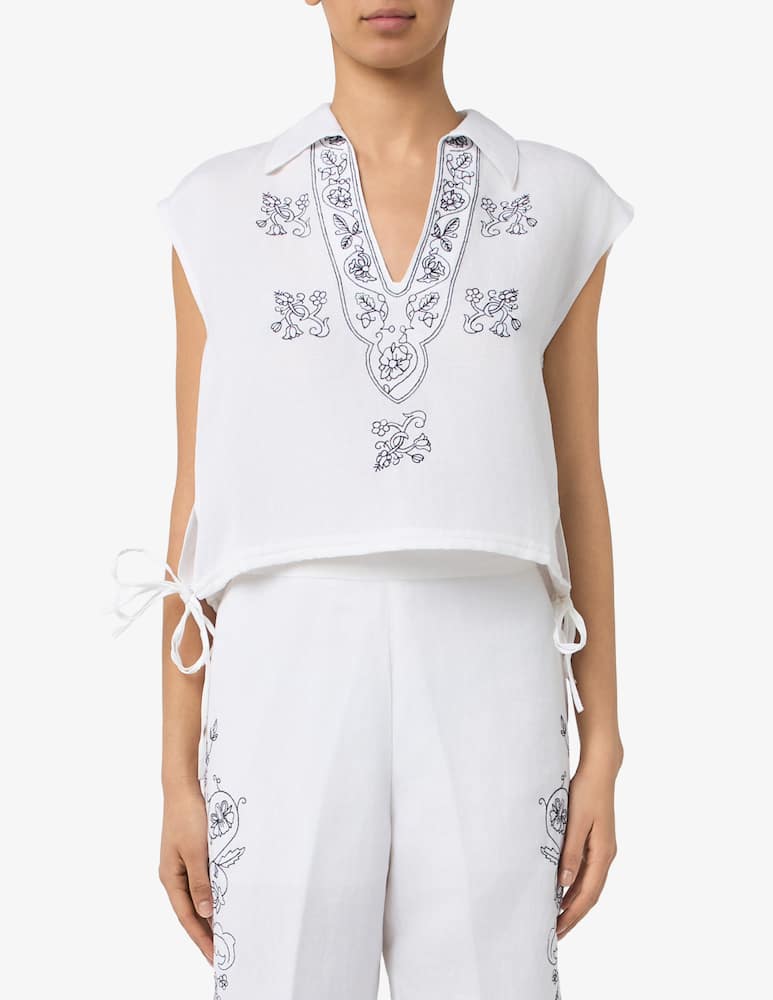 rinascente 19.70 Seventy Embroidered linen blend blouse