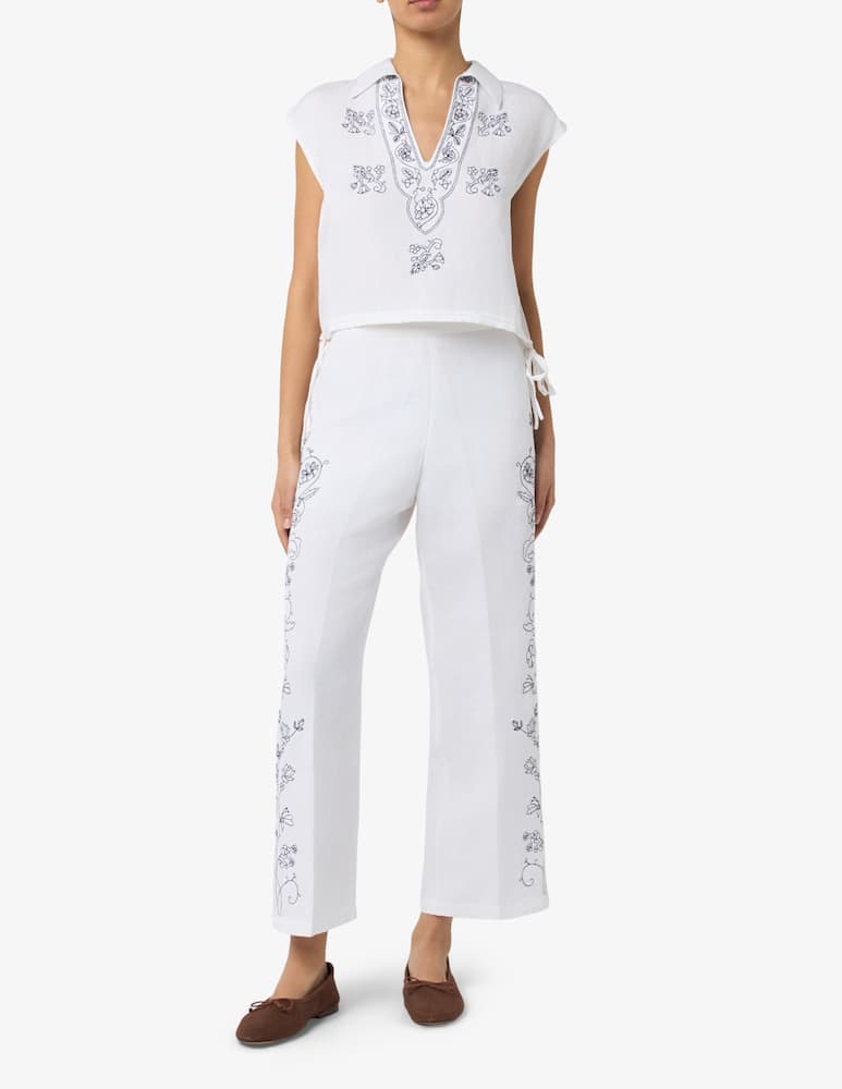 rinascente 19.70 Seventy Embroidered linen blend blouse