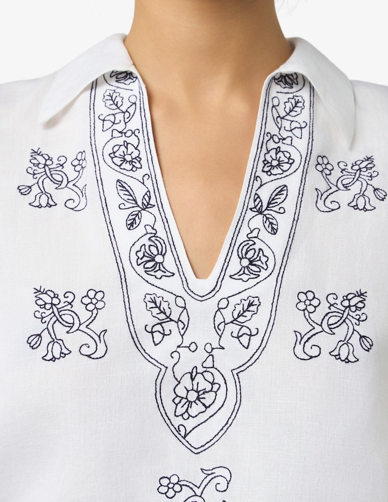 rinascente 19.70 Seventy Embroidered linen blend blouse