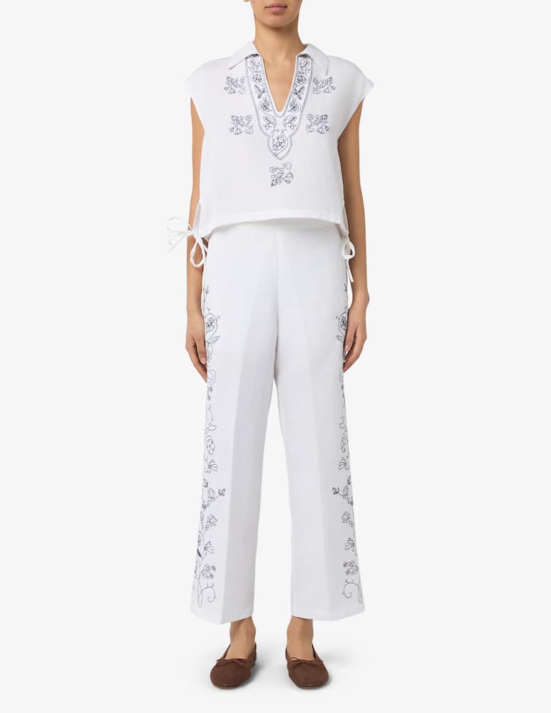 rinascente 19.70 Seventy Embroidered linen blend trousers