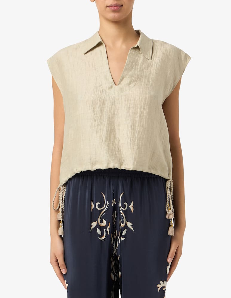 rinascente 19.70 Seventy Linen blend drawstring blouse