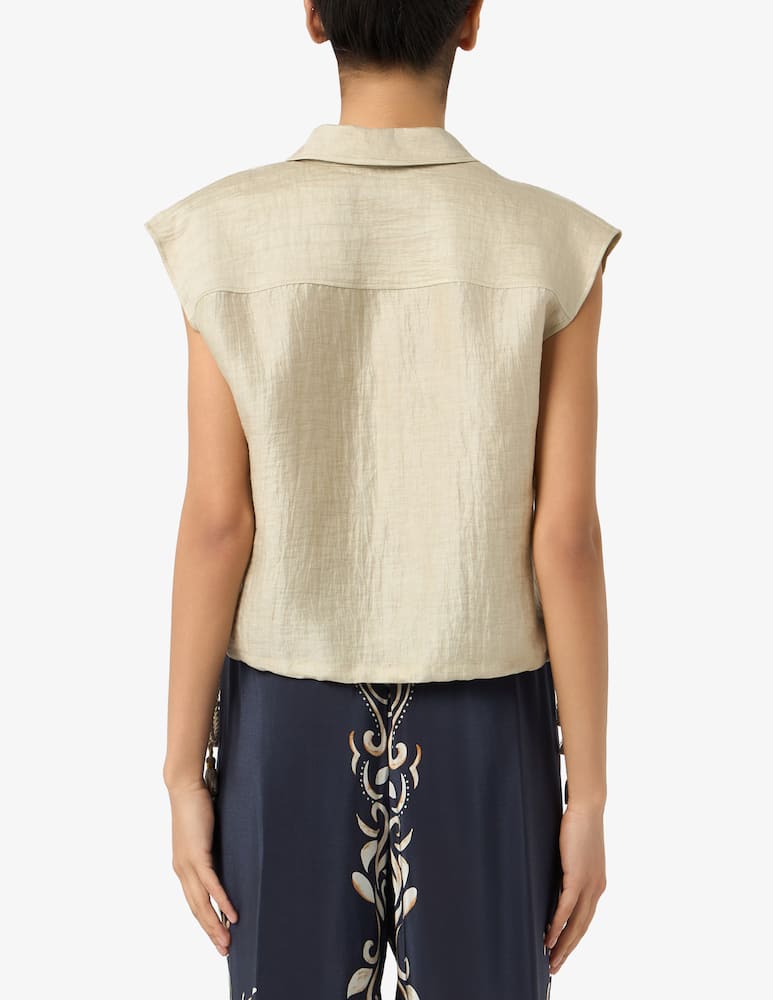 19.70 Seventy Blusa misto lino corta - immagine 3 19.70 Seventy Blusa misto lino corta - immagine 3